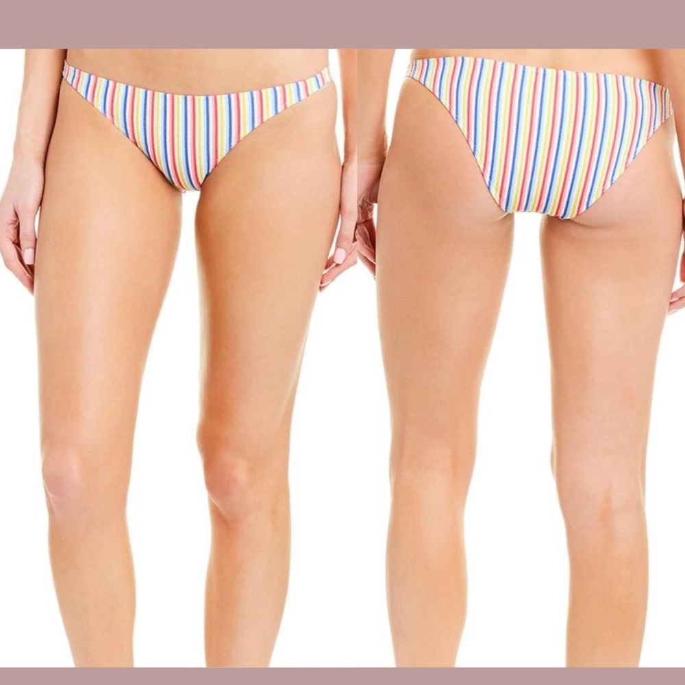 NWT Onia [ Small ] Ashley Striped‎ Bikini Bottom in Rainbow/White